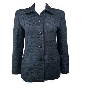 SAG HARBOR Black Glitter Tweed Jacket Size 8P